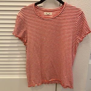 Madewell Red and Whitw Striped Stretchy T Shirt